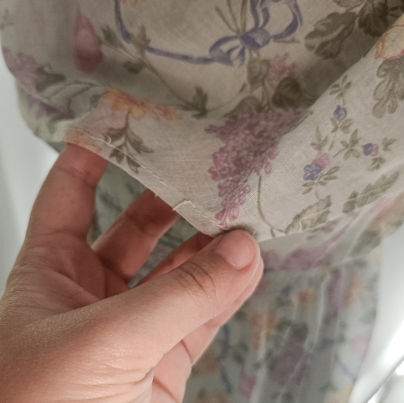 Vintage 70s Mint Green Floral Off The Shoulder Midi Dress Small Boho Cottagecore - Picture 6 of 6